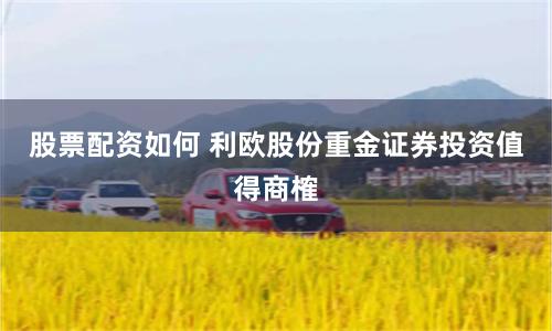 股票配资如何 利欧股份重金证券投资值得商榷